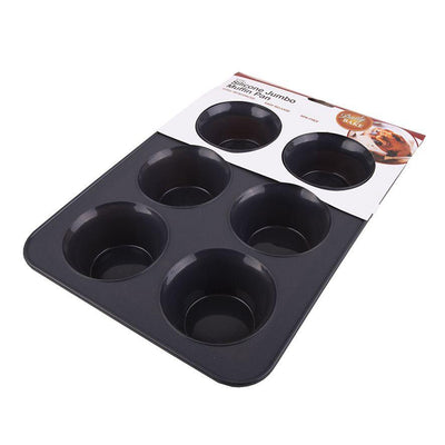 DAILY BAKE Daily Bake Silicone 6 Cup Jumbo Muffin Pan Charcoal #3117CH - happyinmart.com.au