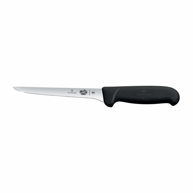 Victorinox Boning Knife 15cm Straight Narrow Flexible Blade Fibrox Black 