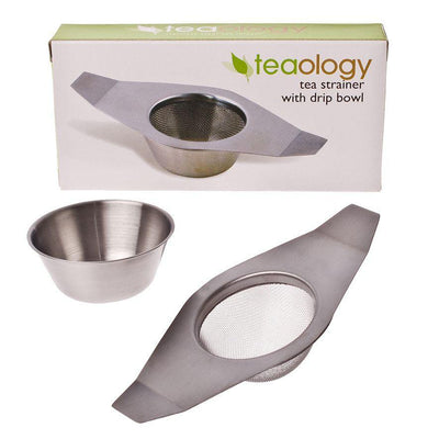 TEAOLOGY Teaology Stainless Steel Tea Strainer With Drip Bowl #3368 - happyinmart.com.au