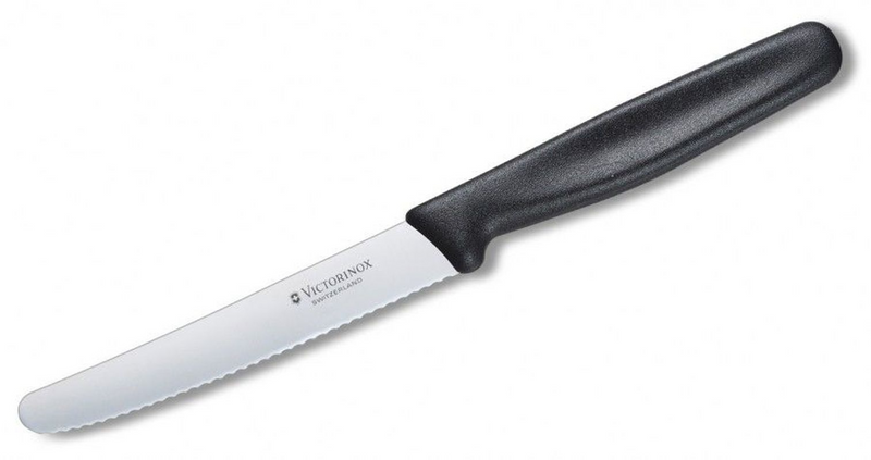 Victorinox Steak Tomato Knife 11cm Round Tip Wavy Edge Nylon Black 