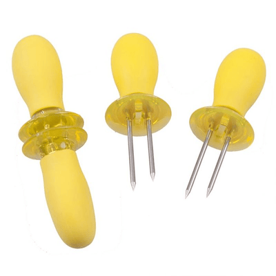 APPETITO Appetito Soft Grip Corn Holders Set 4 Yellow #3390Y - happyinmart.com.au