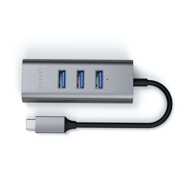 SATECHI Satechi Usb C 3 Port 2 In 1 Hub And Ethernet Space Grey 
