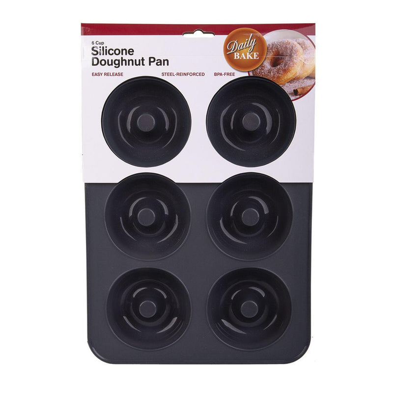 DAILY BAKE Daily Bake Silicone 6 Cup Doughnut Pan Charcoal 