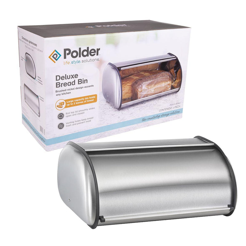POLDER Polder Deluxe Bread Bin Brushed Nickel 