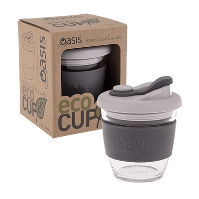 OASIS Oasis Borosilicate Glass Eco Cup 8oz Charcoal #8994CH - happyinmart.com.au