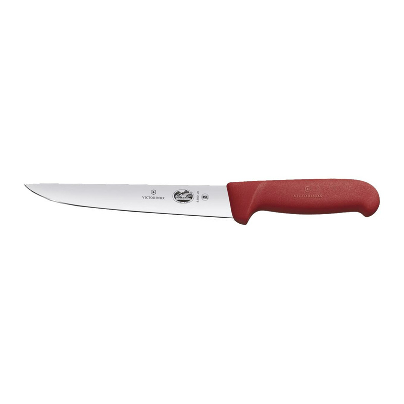 Victorinox Sticking Knife 20cm Straight Back Blade Fibrox Red 