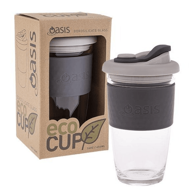 OASIS Oasis Borosilicate Glass Eco Cup 16oz Charcoal #8996CH - happyinmart.com.au
