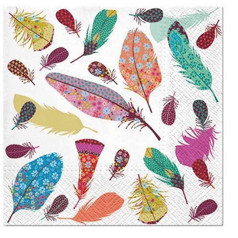 PAW Paw Lunch Napkins Delicate Feathers 