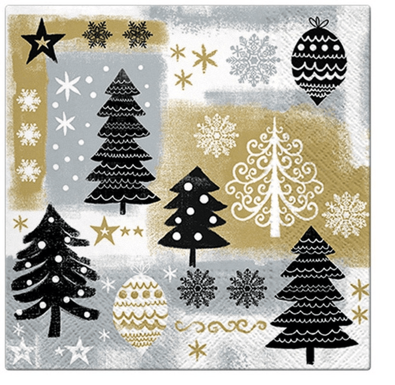 PAW Paw Lunch Napkins Christmas Gold 
