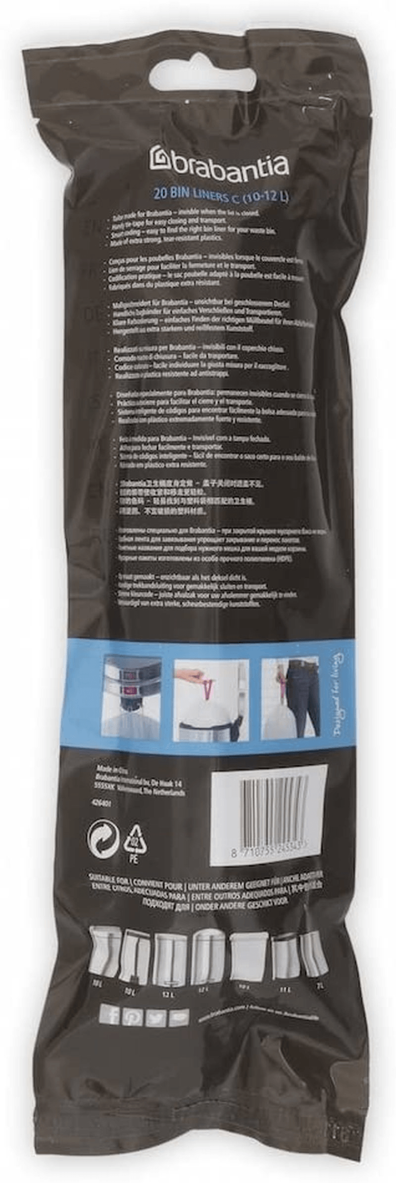 BRABANTIA Brabantia Bin Liner Code C 20 Bags White Plastic 