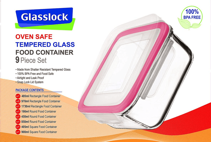 GLASSLOCK Glasslock Oven Safe Tempered Glass Container Set Of 9 