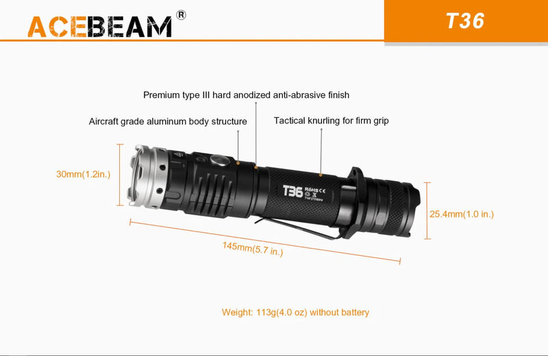 Acebeam 2100 Lum Limited Edition Rechargeable Flashlight 