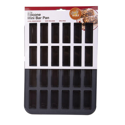 DAILY BAKE Daily Bake Silicone 24 Cup Mini Bar Pan Charcoal #3123CH - happyinmart.com.au