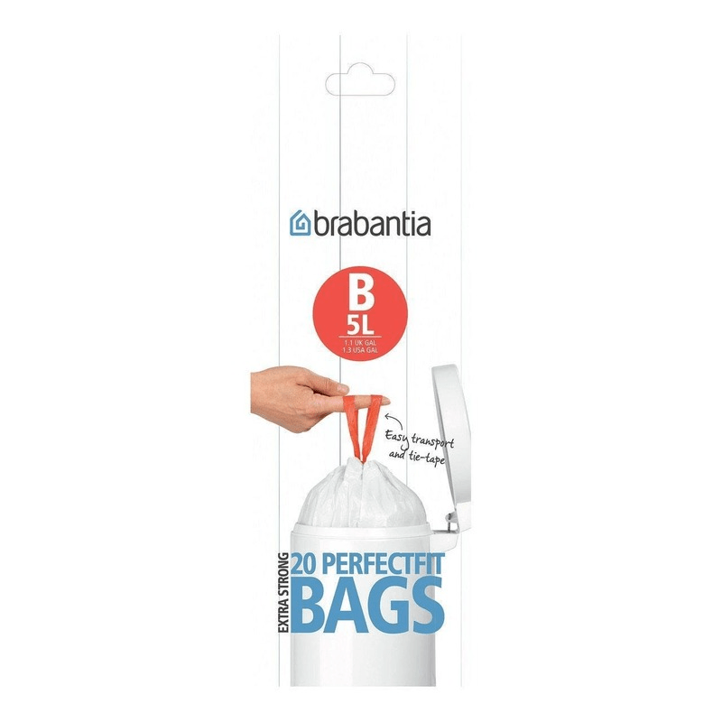 BRABANTIA Brabantia Bin Liner Code B 20 Bags White Plastic 