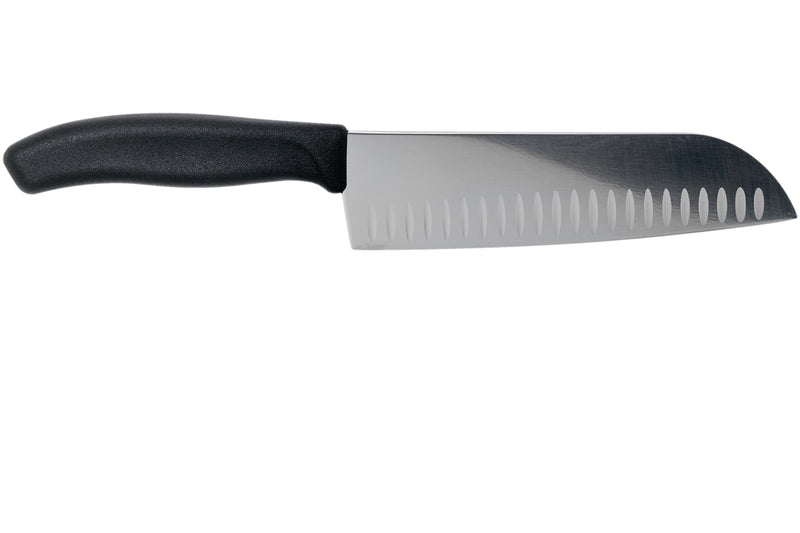 Victorinox Swiss Classic Fluted Wide Blade Santoku Knife Black 