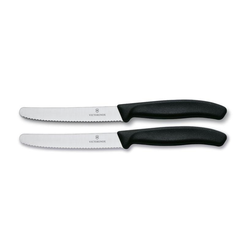 Victorinox Steak And Tomato Knife 11cm Round Tip Wavy Edge 2 Pieces Set 