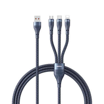 REMAX Remax Whirly Series 5A Usb To Usb C Type C 8 Pin Micro Usb Fast Charging Data Cable Navy #RC-199th - happyinmart.com.au