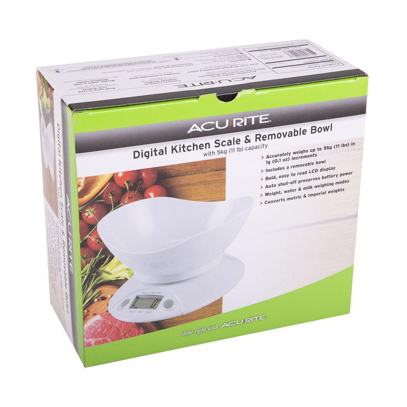 ACURITE Acurite Digital Kitchen Scale With Bowl White 