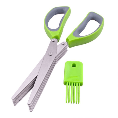 APPETITO Appetito Herb Scissors 5 Blades Green Grey #3401G - happyinmart.com.au