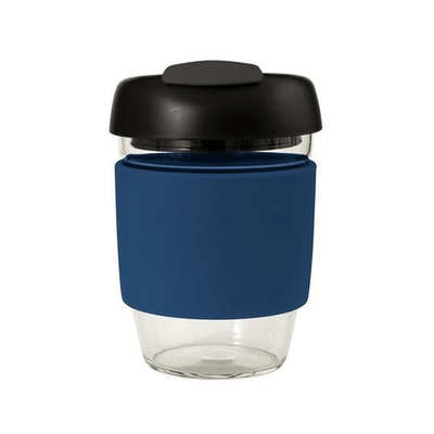 AVANTI Glass Gocup Reusable Coffee Cup 355ml Navy Black Charcoal #13840 - happyinmart.com.au