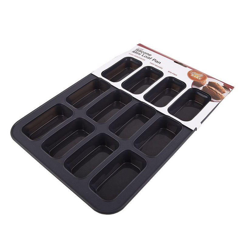 DAILY BAKE Daily Bake Silicone 12 Cup Mini Loaf Pan Charcoal 