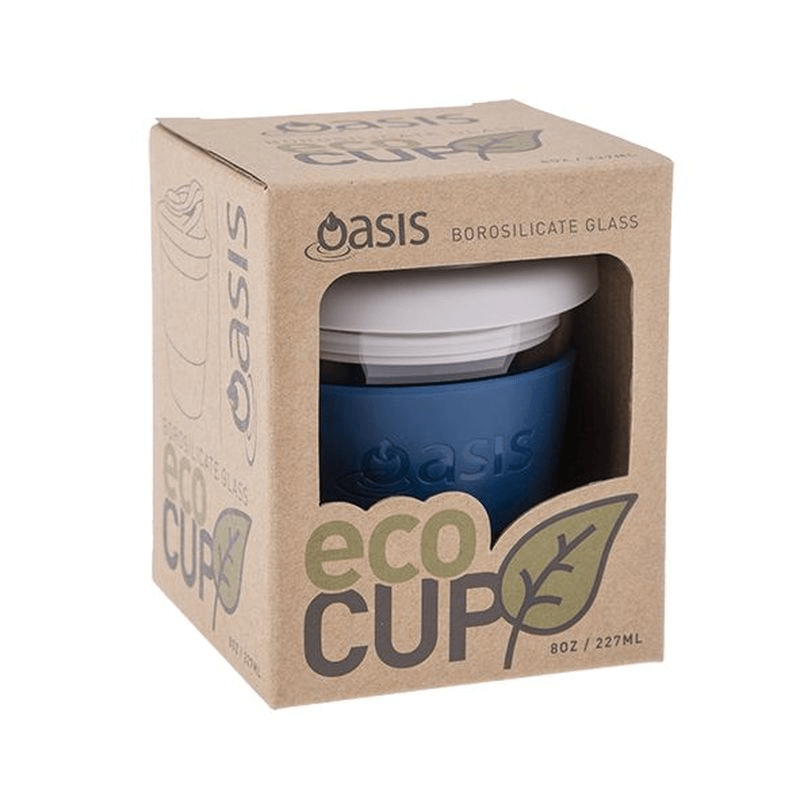 OASIS Oasis Borosilicate Glass Eco Cup 8oz Navy 