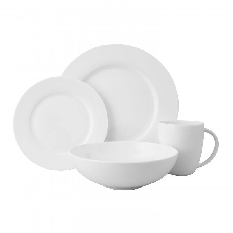 Wilkie Brothers Rim 16 Pieces Dinner Set White 