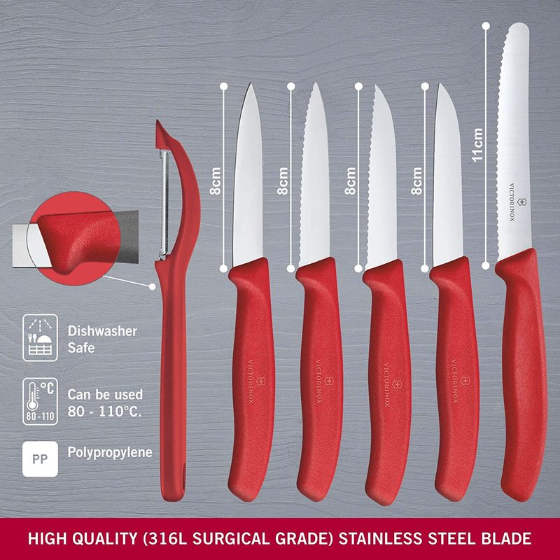 Victorinox Swiss Classic Paring Knife 6 Pieces Red 