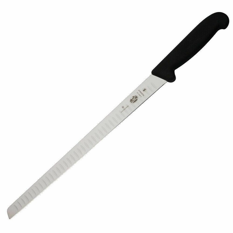 Victorinox Flexible Blade Fluted Edge Salmon Knife Fibrox Black 
