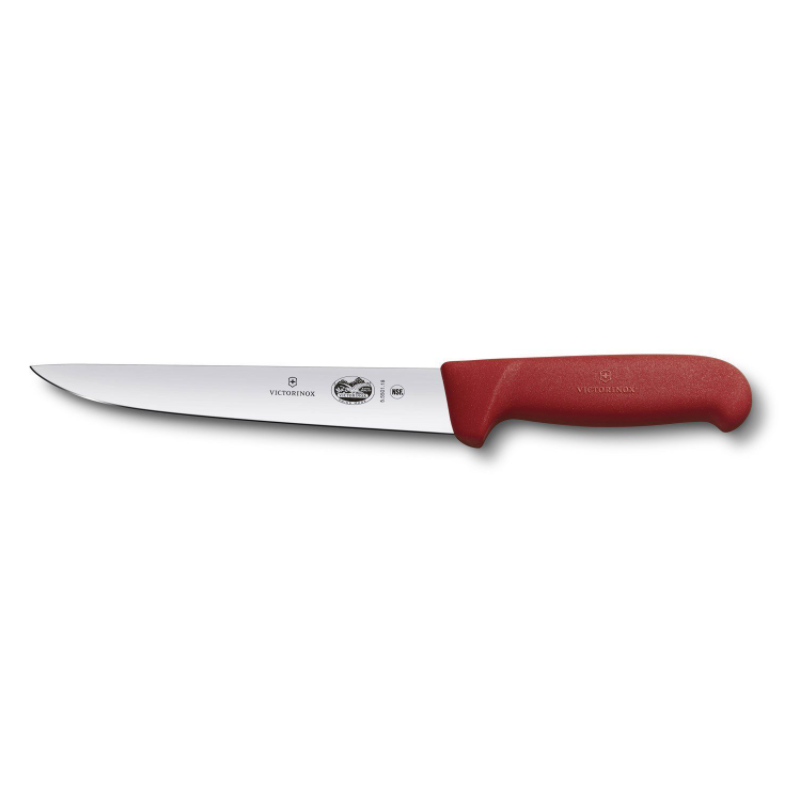 Victorinox Sticking Knife 18cm Straight Back Blade Fibrox Red 