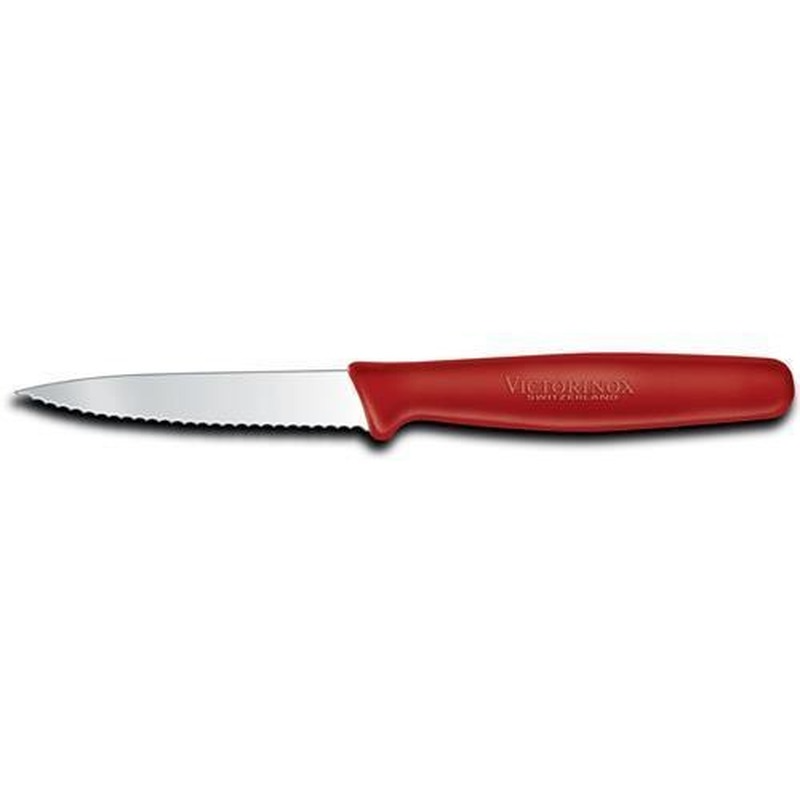 Victorinox Paring Knife 10cm Pointed Blade Wavy Nylon Red 