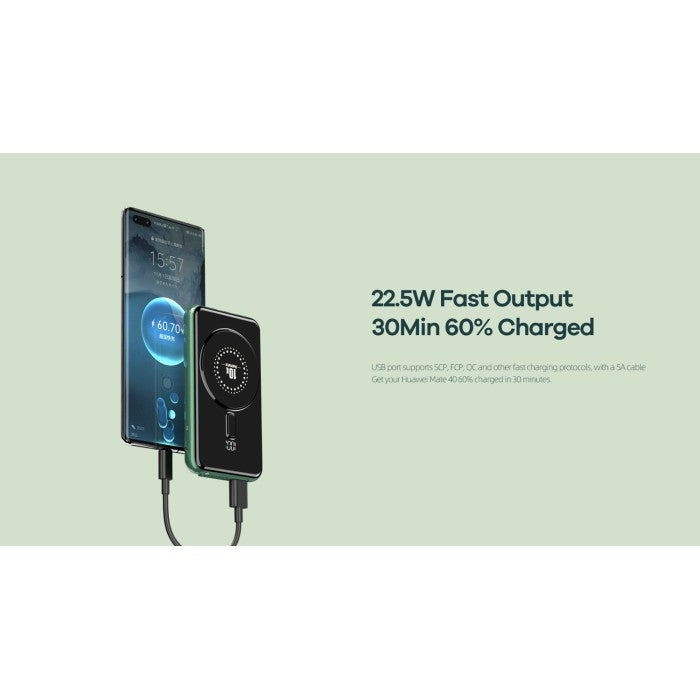 Remax Faryeo Series 22.5W Cabled Magnetic Wireless Charging Power Bank 10000mAh Green 