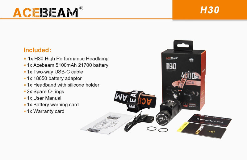 ACEBEAM Acebeam Usb-C Rechargeable 4000 Lumen Led Headlamp 