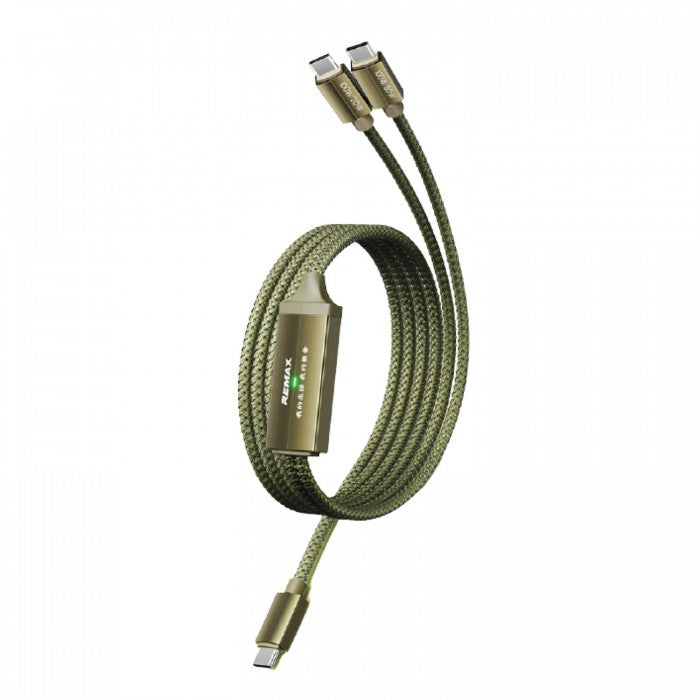 Remax Kerolla Series 100W Aluminum Fast Charging Cable Type-c To Type-c+Type-c Green 
